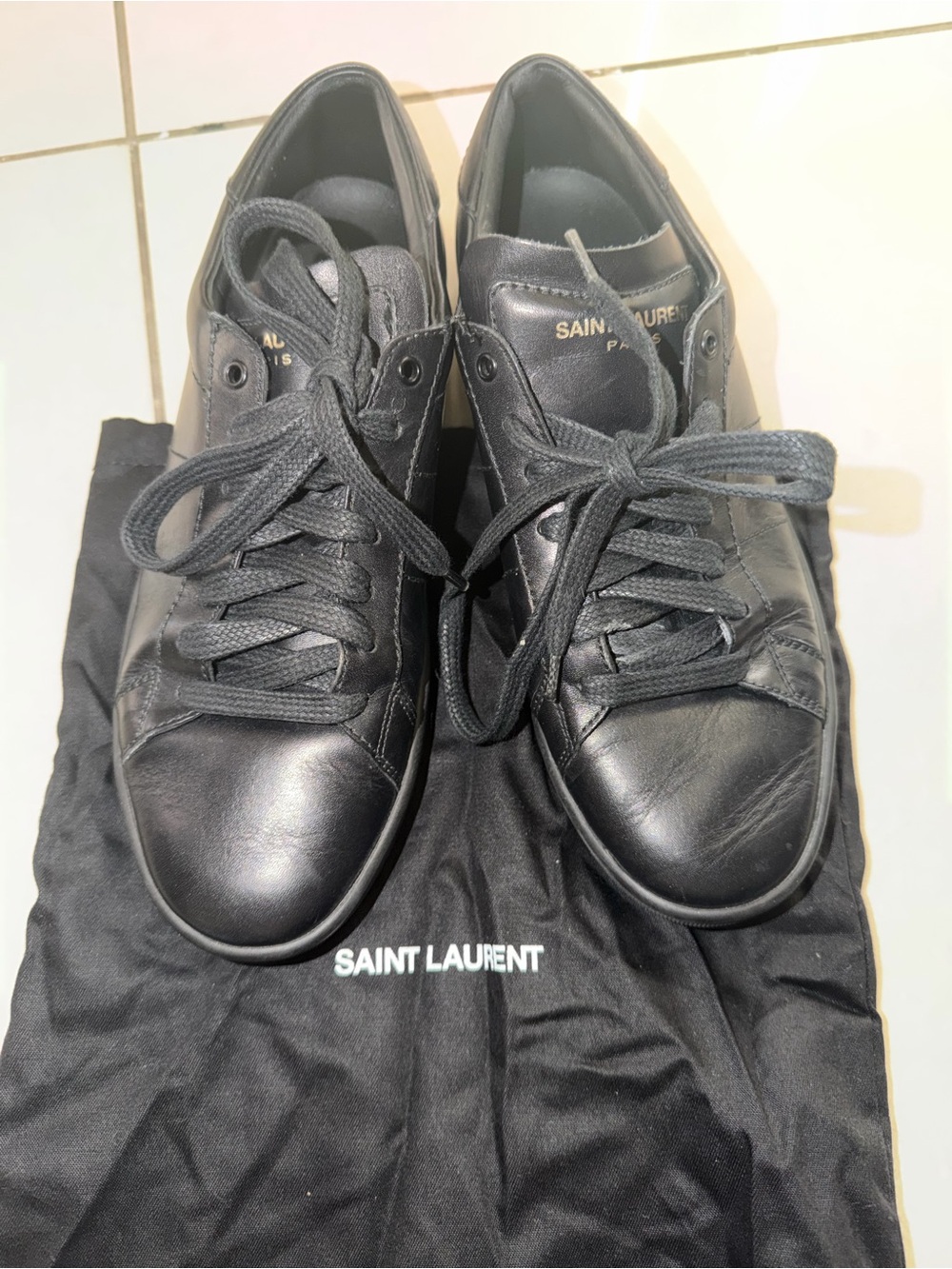 Saint Laurent WOMENS Black Leather Sneakers classic 37 size